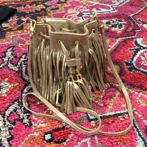 Gold fringe Lilly Pulitzer boho crossbody